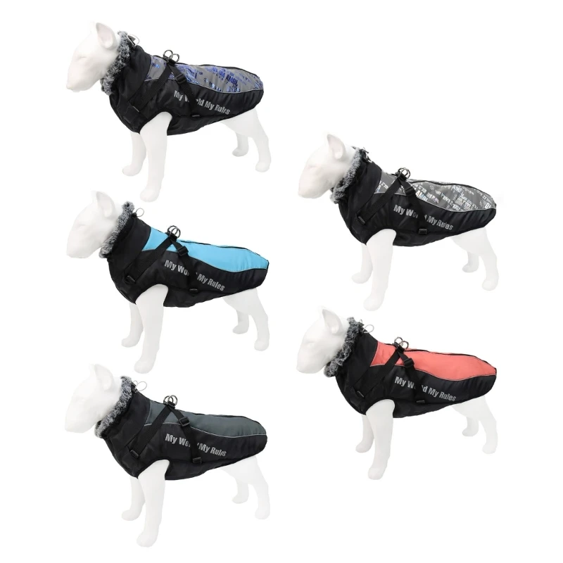 Pet Dog Coat With Harness Waterproof Dog Clothes Reflective Dog Vest 
Pet Dog Coat With Harness Waterproof Dog Clothes Reflective Dog Vest