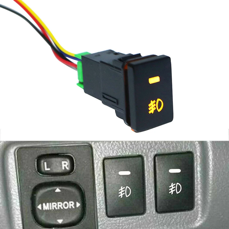 

Car Fog Light Switch Button Rear Fog Light Push Switch 4 Wire Button For Camry Prius Corolla Foglight Switch DC12V