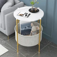 Living Room Coffee Table Light Luxury Bed Table Modern Minimalist Marble Small Round Table European Creative Home Corner Cabinet
