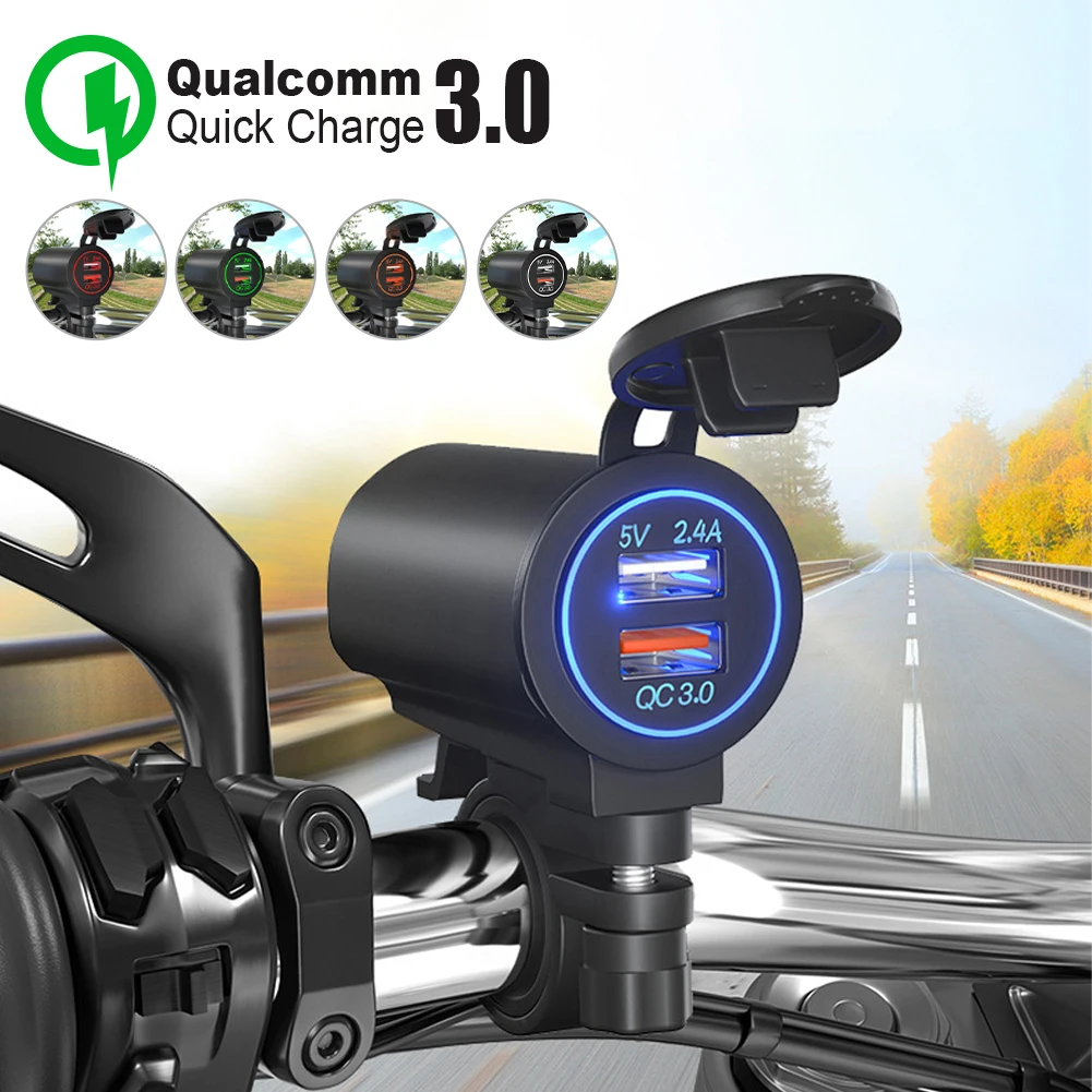 New Universal Motorcycle USB Charger Dual USB QC3.0 Fast Charging 12V 24V USB Charger Adapter Waterproof for Cars ATVs RVs SUVs
New Universal Motorcycle USB Charger Dual USB QC3.0 Fast Charging 12V 24V USB Charger Adapter Waterproof for Cars ATVs RVs SUVs