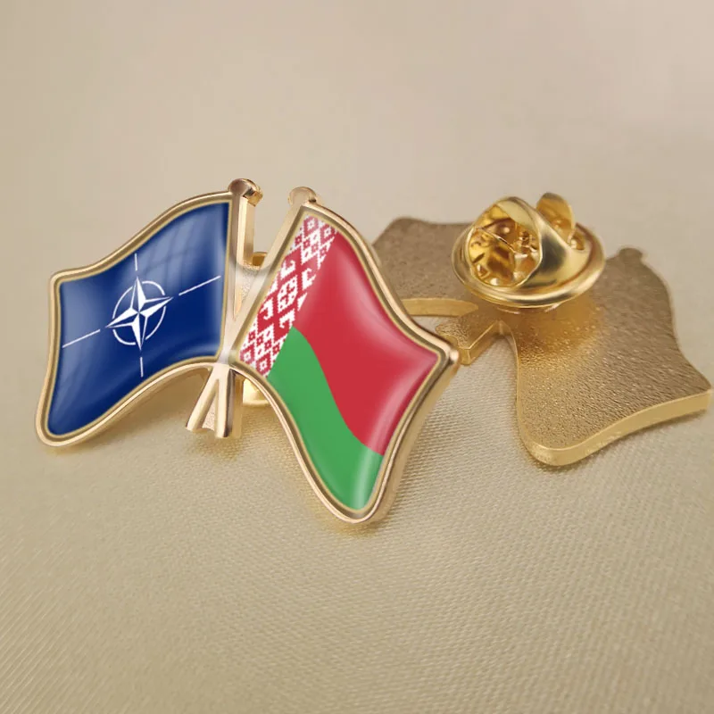 North Atlantic Treaty Organization NATO and Belarus Crossed Double Friendship Flags Lapel Pins Brooch Badges
North Atlantic Treaty Organization NATO and Belarus Crossed Double Friendship Flags Lapel Pins Brooch Badges