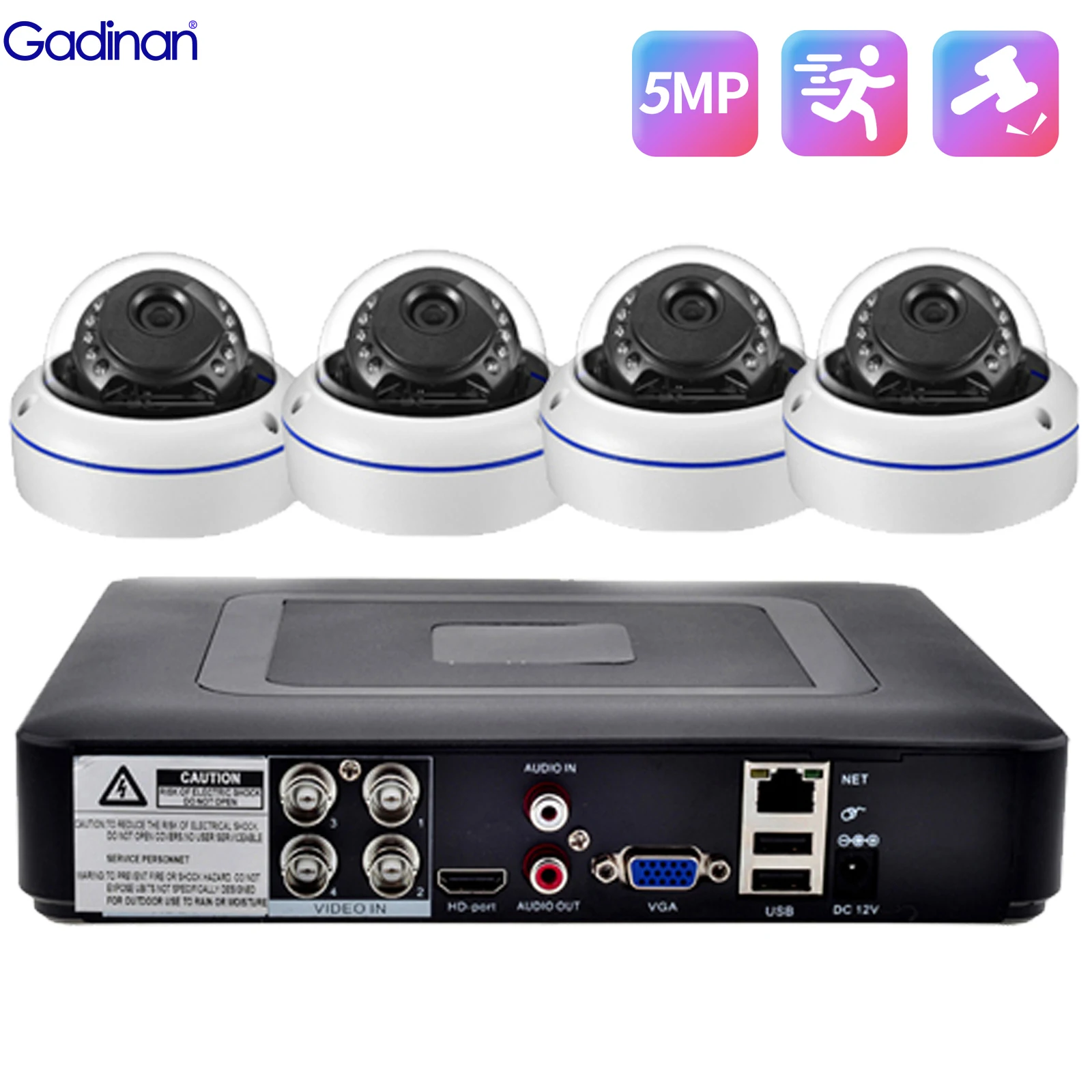 Gadinan AHD Security Camera System HD 5MP 1080P Metal Dome Waterproof Video Surveillance Set BNC 4-Channel DVR Kit 2/4PCS Camera
Gadinan AHD Security Camera System HD 5MP 1080P Metal Dome Waterproof Video Surveillance Set BNC 4-Channel DVR Kit 2/4PCS Camera