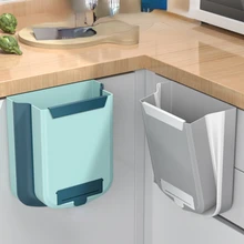9L Folding Waste Bins Kitchen Garbage Bin Foldable Car Trash Can Wall Mounted Trashcan for Bathroom Toilet Waste Storage Bucket