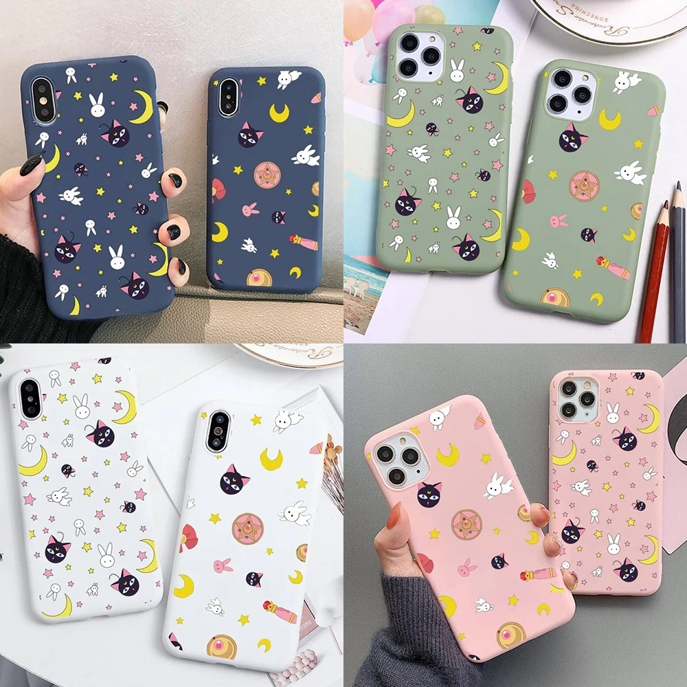 cute Sailor Moon Phone Case For iphone 13 12 11 Pro Max Mini XS 8 7 6 6S Plus X SE 2020 XR Matte Candy Color Silicone cover
cute Sailor Moon Phone Case For iphone 13 12 11 Pro Max Mini XS 8 7 6 6S Plus X SE 2020 XR Matte Candy Color Silicone cover