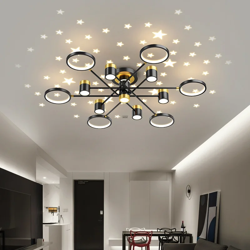 

LED Nordic Light Luxury Modern Minimalist Atmosphere Starry Sky Chandelier For Bedroom Dining Room Kithen Fixtures Dimmable