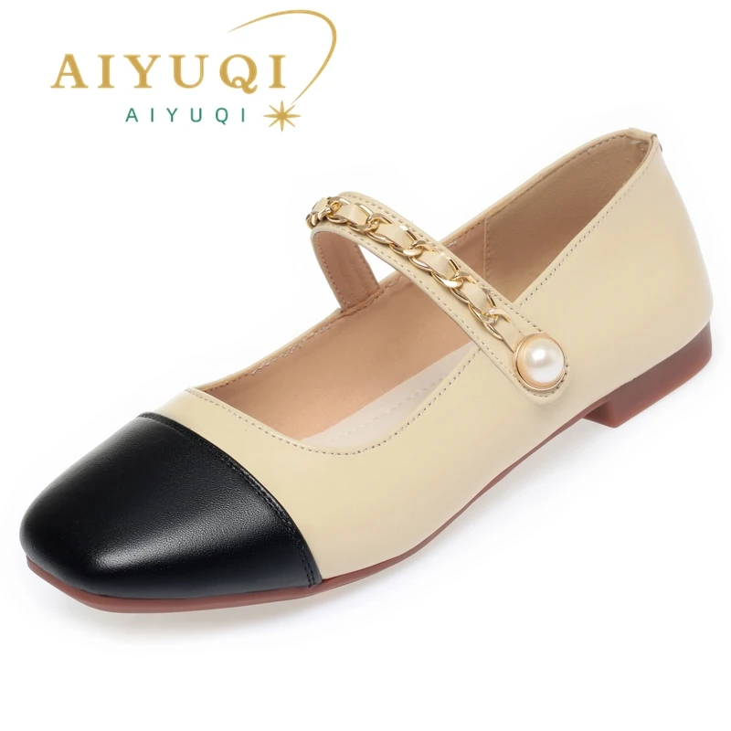 

AIYUQI Mary Jane Shoes Woman 2023 Spring Genuine Leather Loafers Women Non Slip Soft Soled Beanie Shoes Ladies