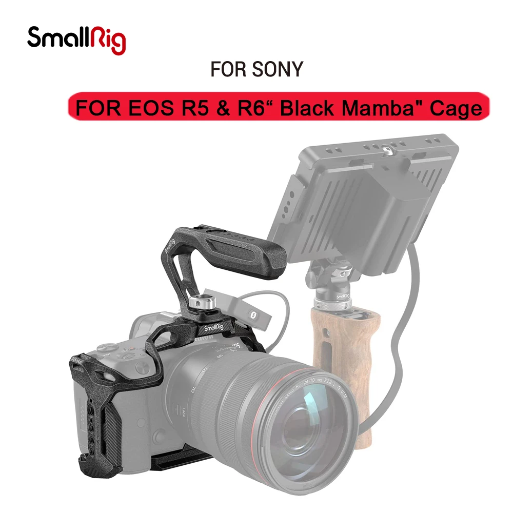 SmallRig Black Mamba Camera Cage for Canon EOS R5 R6 Camera with HDMI cable clamp and Top Handle Kit 3233/3234
SmallRig Black Mamba Camera Cage for Canon EOS R5 R6 Camera with HDMI cable clamp and Top Handle Kit 3233/3234