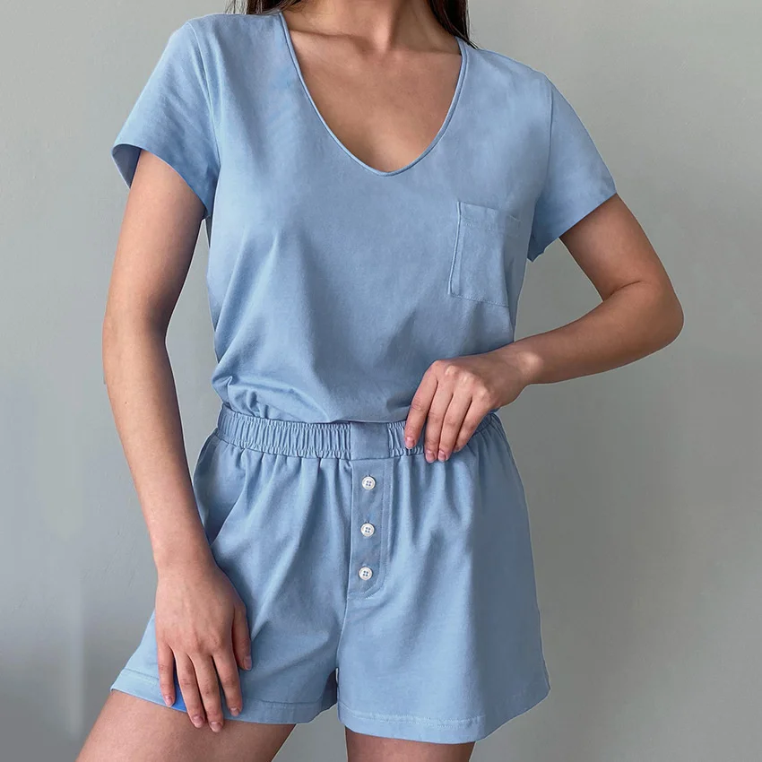 Lisacmvpnel 2022 New Solid Color Knitted Pajama Set V-Neck Top Shorts Casual Comfortable Outwear Pyjamas
Lisacmvpnel 2022 New Solid Color Knitted Pajama Set V-Neck Top Shorts Casual Comfortable Outwear Pyjamas
