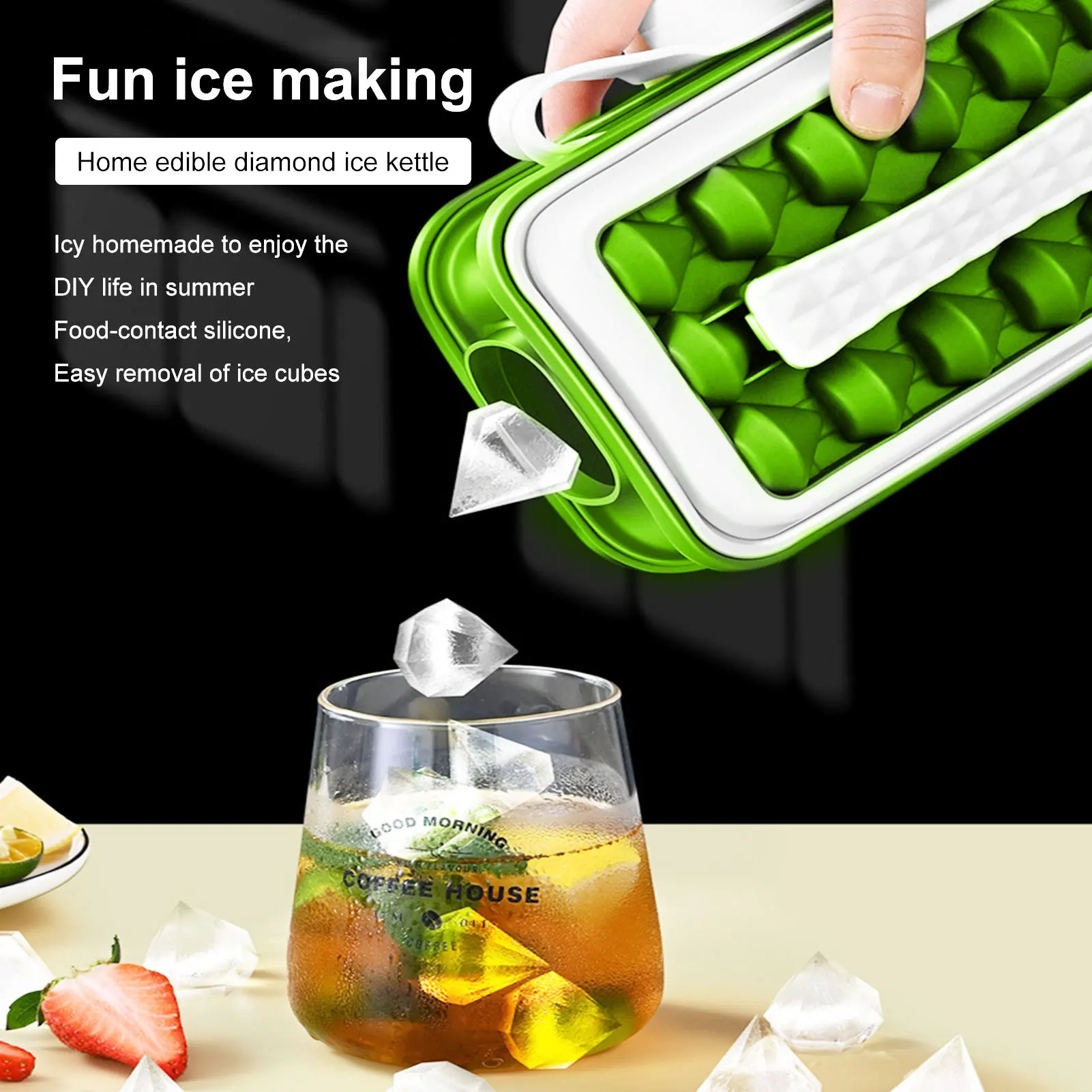 2 In 1 Ice Cube Trays Diamond Silicone Ice Ball Maker Mold Small Ice Mould For Cocktail Coffee Whiskey Champagne Beer Juice
2 In 1 Ice Cube Trays Diamond Silicone Ice Ball Maker Mold Small Ice Mould For Cocktail Coffee Whiskey Champagne Beer Juice