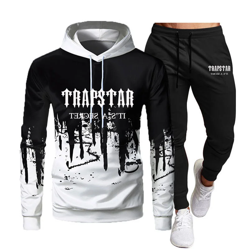 

Trapstar London Hoodies New Ink Jet Styles Harajuku 2 Piece Set Sweatshirt+Sweatpants Men Women Warm Pullover Hip Hop Joggers