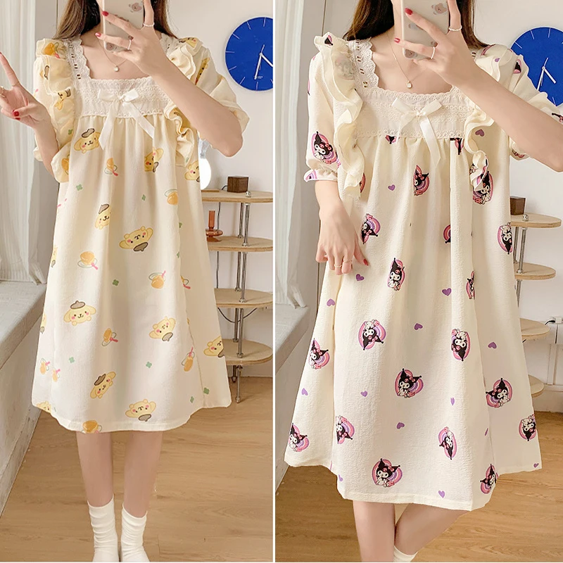 Ночная рубашка Kuromi Sanrio для женщин, аниме Kawaii pompurin, летняя, осенняя Пижама для девушек, домашняя одежда из хлопчатобумажной пряжи, милая Студенческая одежда
Ночная рубашка Kuromi Sanrio для женщин, аниме Kawaii pompurin, летняя, осенняя Пижама для девушек, домашняя одежда из хлопчатобумажной пряжи, милая Студенческая одежда
