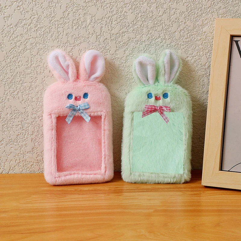 

Корейский симпатичный кролик, плюшевый держатель для фотокарт, милый Kpop Idol, чехол для фотоальбома, Обложка для удостоверения личности с брелоком, сумкой и подвеской
