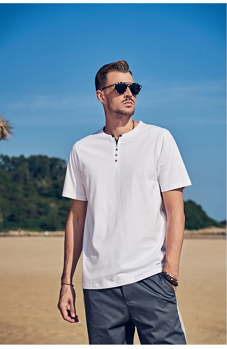 Y0288 European and American style youth leisure summer V-neck button decoration half-sleeved short-sleeved T-shirt
Y0288 European and American style youth leisure summer V-neck button decoration half-sleeved short-sleeved T-shirt