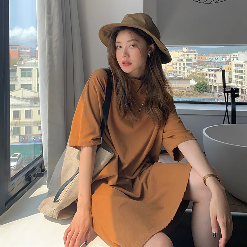 2022 Summer New Design Sense Niche Simple Loose Cotton All-match Short-sleeved T-shirt Skirt Women
2022 Summer New Design Sense Niche Simple Loose Cotton All-match Short-sleeved T-shirt Skirt Women