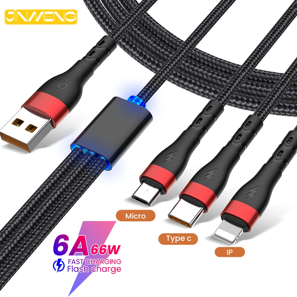 New 6A Super Fast Charging Cable 3 In 1 Nylon Braided Data Cable IOS Micro USB Type-c for iPhone 13 12 11 Huawei Xiaomi Samsung
New 6A Super Fast Charging Cable 3 In 1 Nylon Braided Data Cable IOS Micro USB Type-c for iPhone 13 12 11 Huawei Xiaomi Samsung