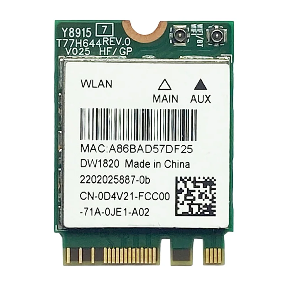 Беспроводная сетевая карта DW1820 QCNFA344A 2,4G + 5G Двухдиапазонная гигабитная Bluetooth 4,1 NGFF сетевая карта поддерживает 802.11AC
Беспроводная сетевая карта DW1820 QCNFA344A 2,4G + 5G Двухдиапазонная гигабитная Bluetooth 4,1 NGFF сетевая карта поддерживает 802.11AC