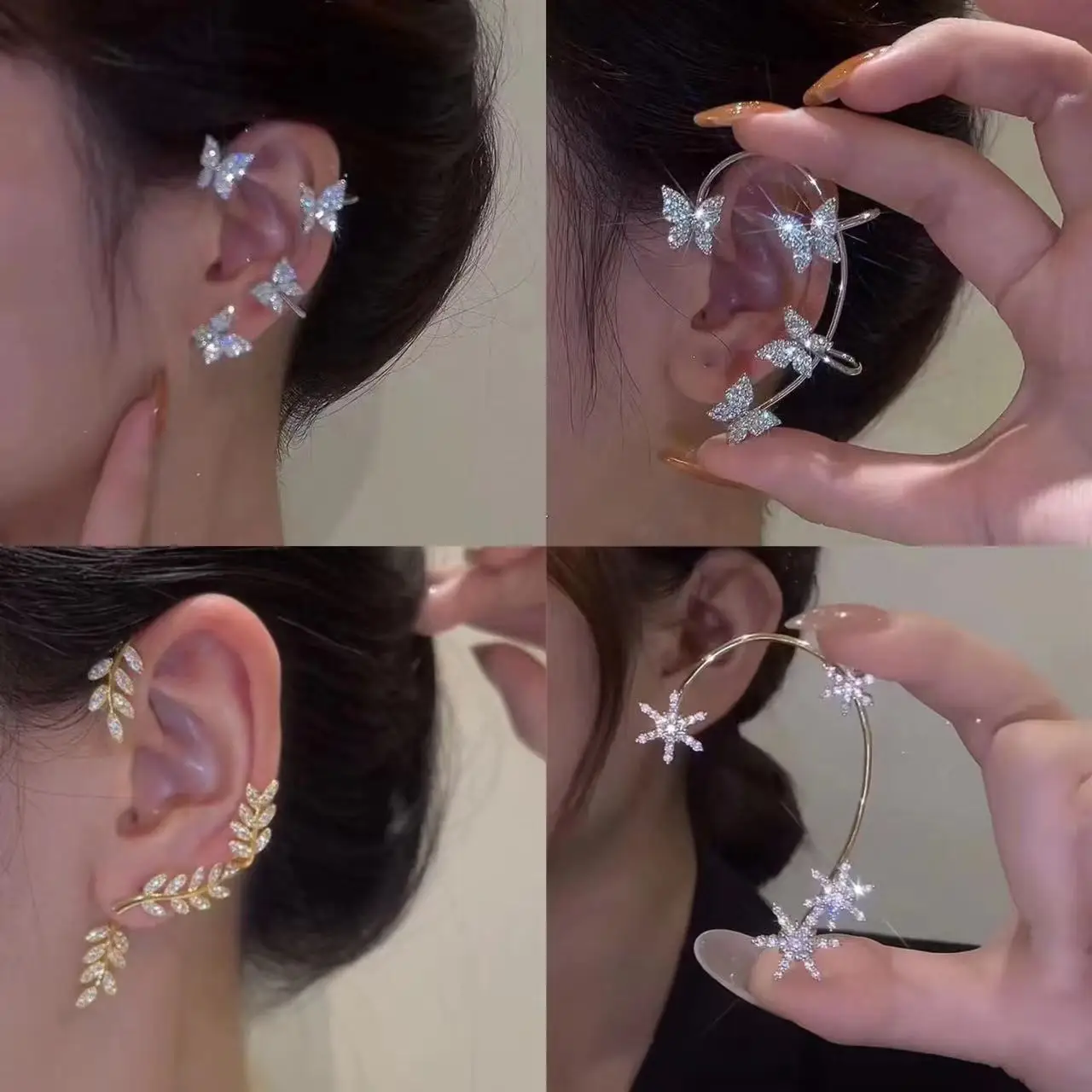 Gold Silver Color Metal Butterfly Ear Clips Without Piercing For Women Sparkling Zircon Ear Cuff Clip Earrings Wedding Jewelry
Gold Silver Color Metal Butterfly Ear Clips Without Piercing For Women Sparkling Zircon Ear Cuff Clip Earrings Wedding Jewelry