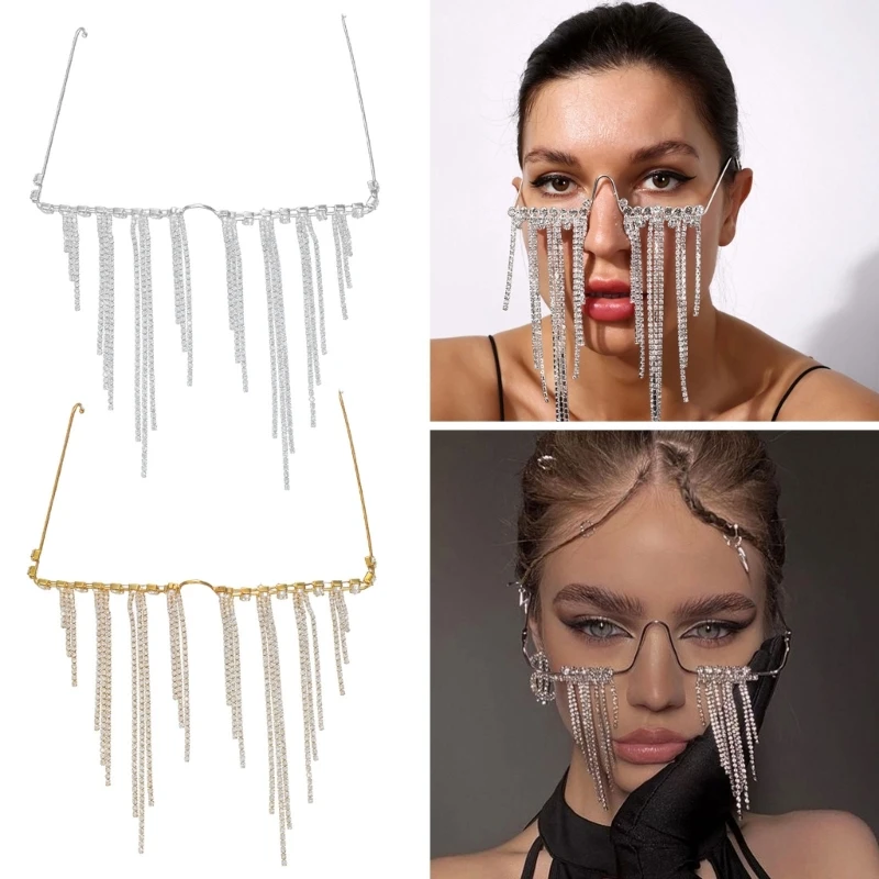 Fashion Tassel Eyeglasses Metal Half-Frame Glasses Frame No Lens Eyewear Women Crystal Face Chain Jewelry Y08E
Fashion Tassel Eyeglasses Metal Half-Frame Glasses Frame No Lens Eyewear Women Crystal Face Chain Jewelry Y08E