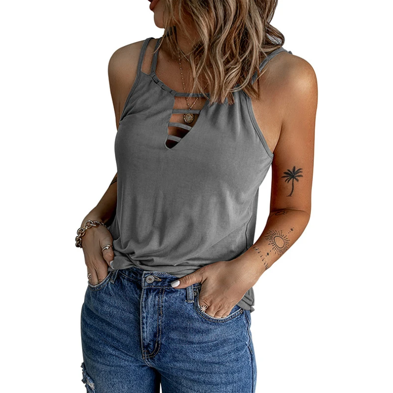 Women Tank Tops Summer T-Shirt Fashion Sleeveless Loose Solid Color Hollow Out Casual Vest Shirts
Women Tank Tops Summer T-Shirt Fashion Sleeveless Loose Solid Color Hollow Out Casual Vest Shirts