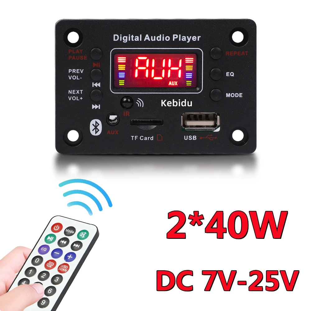 2*40 Вт 80 Вт Bluetooth 5,0 MP3 декодер плата 7-25 в MP3 музыкальный плеер 12 в автомобильный FM радиомодуль TF USB AUX Громкая связь запись вызова 
2*40 Вт 80 Вт Bluetooth 5,0 MP3 декодер плата 7-25 в MP3 музыкальный плеер 12 в автомобильный FM радиомодуль TF USB AUX Громкая связь запись вызова