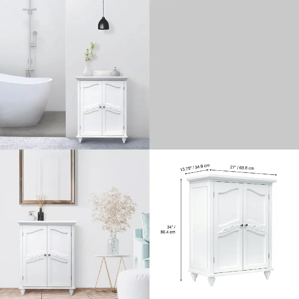 Chic & Elegant White Wooden Floor Cabinet with 2 Roomy Shelves - Perfect for Home Storage & Displaying Your Beloved Objects.
Chic & Elegant White Wooden Floor Cabinet with 2 Roomy Shelves - Perfect for Home Storage & Displaying Your Beloved Objects.