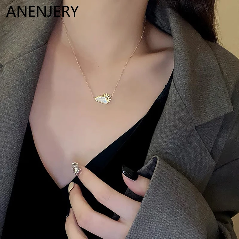 ANENJERY 316L Stainless Steel Shell Cloud Hollow Sun Necklace Simple Ladies Clavicle Necklace Party Jewelry Gift
ANENJERY 316L Stainless Steel Shell Cloud Hollow Sun Necklace Simple Ladies Clavicle Necklace Party Jewelry Gift