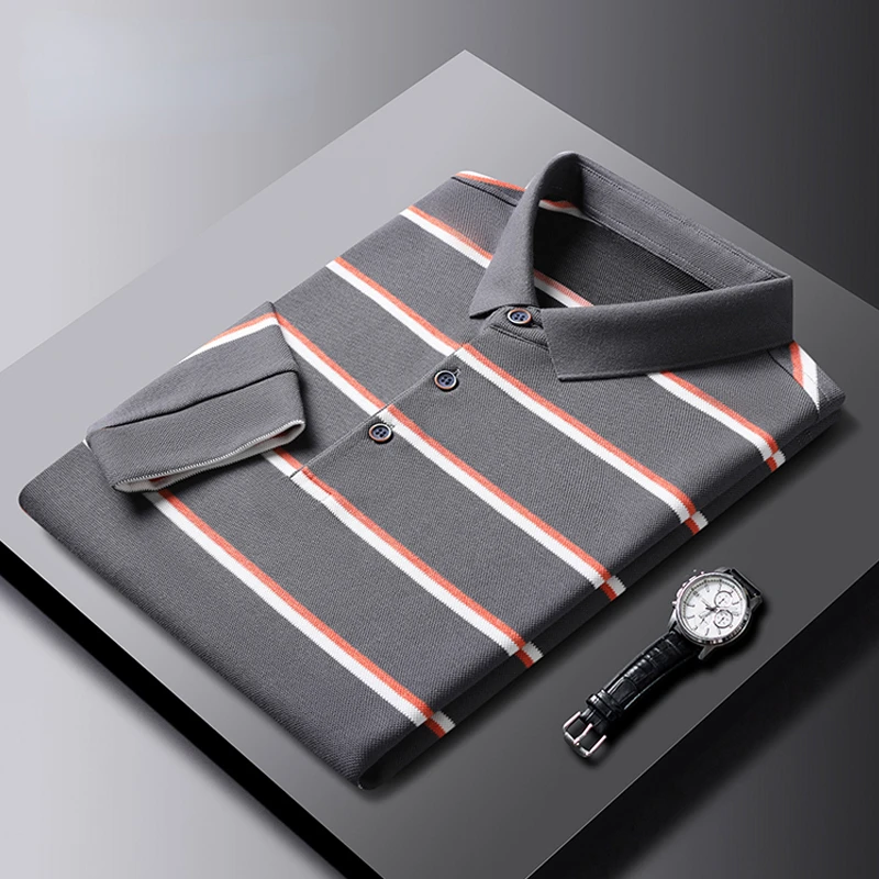 2022 New Fashions Brand Polo Shirt Mens Striped Long Sleeve Mercerized Cotton Slim Fit Stand Color Polos Casual Men's Clothing
2022 New Fashions Brand Polo Shirt Mens Striped Long Sleeve Mercerized Cotton Slim Fit Stand Color Polos Casual Men's Clothing