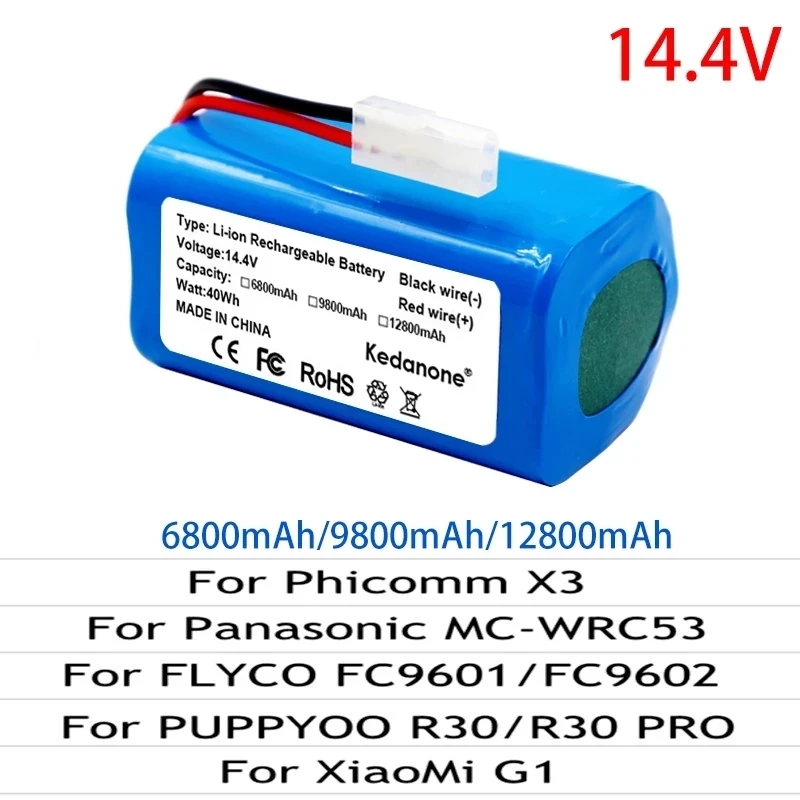 14.8V 6800mAh 18650 Rechargeable Battery for Xiaomi Mi Robot Vacuum-mop Essential (MJSTG1) Robot Vacuum 14.4V xiaomi g1 battery
14.8V 6800mAh 18650 Rechargeable Battery for Xiaomi Mi Robot Vacuum-mop Essential (MJSTG1) Robot Vacuum 14.4V xiaomi g1 battery