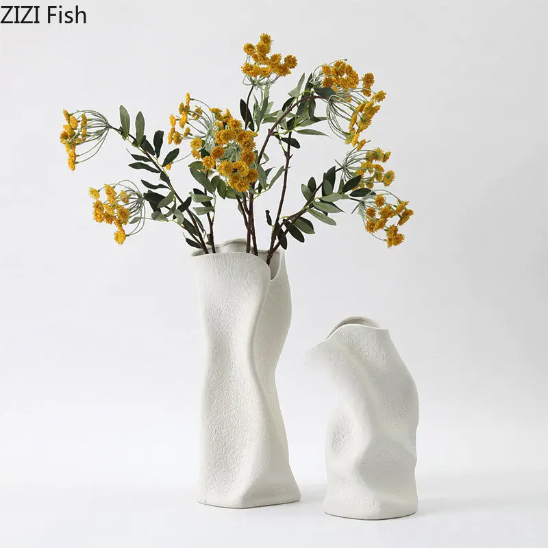 

Абстрактная керамическая ваза в форме поворота, современный дизайн, цветочные горшки, украшение для стола, искусственные цветы, декоративные цветочные вазы