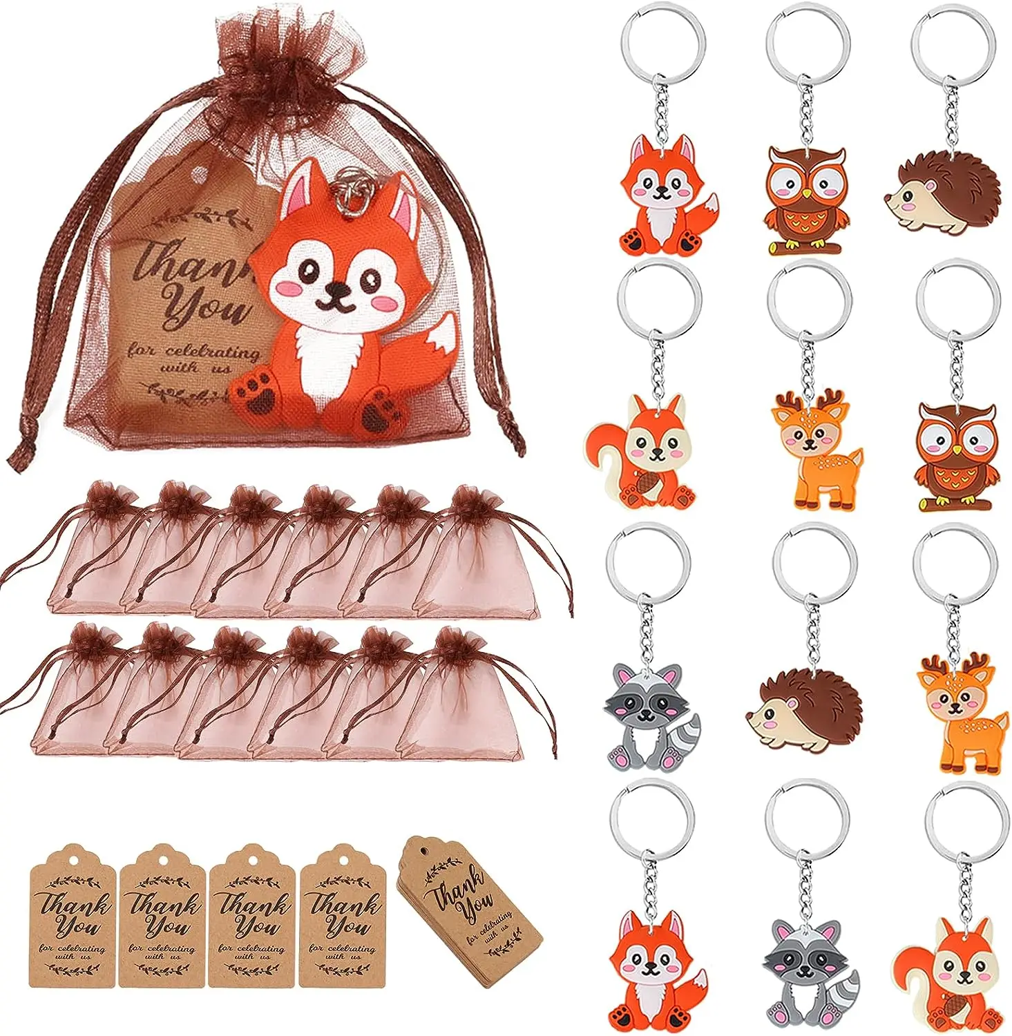 Woodland Animal Party Favors Cute Animal Keychains for Kids Thank You Gift Tags with String Organza Bags Birthday Suppliers
Woodland Animal Party Favors Cute Animal Keychains for Kids Thank You Gift Tags with String Organza Bags Birthday Suppliers