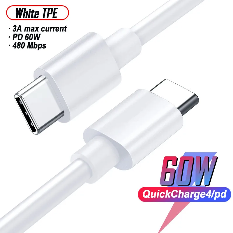 For Samsung Type C To Type C Cable 3A Fast Charge 60W 1M 2M PD Cables For Huawei htc lg S20 S10 Note 10 Android phone
For Samsung Type C To Type C Cable 3A Fast Charge 60W 1M 2M PD Cables For Huawei htc lg S20 S10 Note 10 Android phone