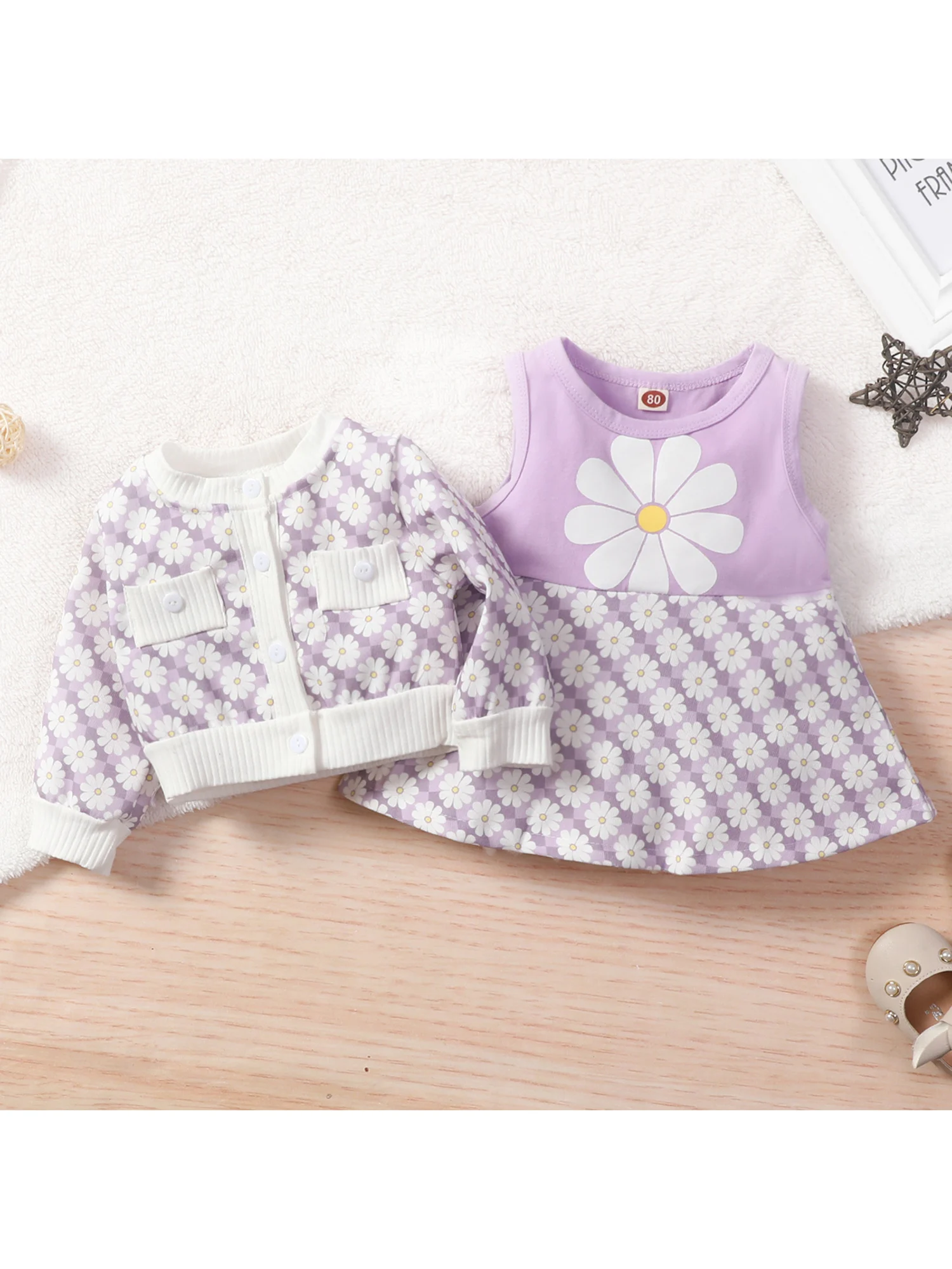 Baby Floral Print Sleeveless Round Neck A-Line Midi Dress with Buttoned Cardigan - Pink Children s Outfit
Baby Floral Print Sleeveless Round Neck A-Line Midi Dress with Buttoned Cardigan - Pink Children s Outfit