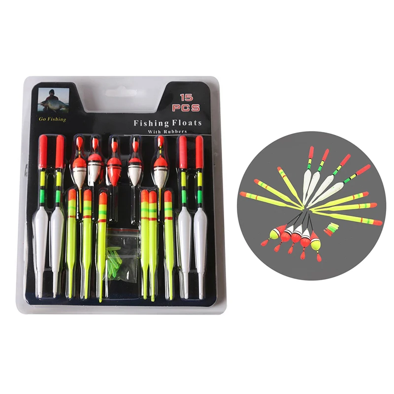 1 set (15Pcs) Vertical Buoy Sea Fishing Floats Assorted Size for Most Type of Angling Fishing Lures
1 set (15Pcs) Vertical Buoy Sea Fishing Floats Assorted Size for Most Type of Angling Fishing Lures