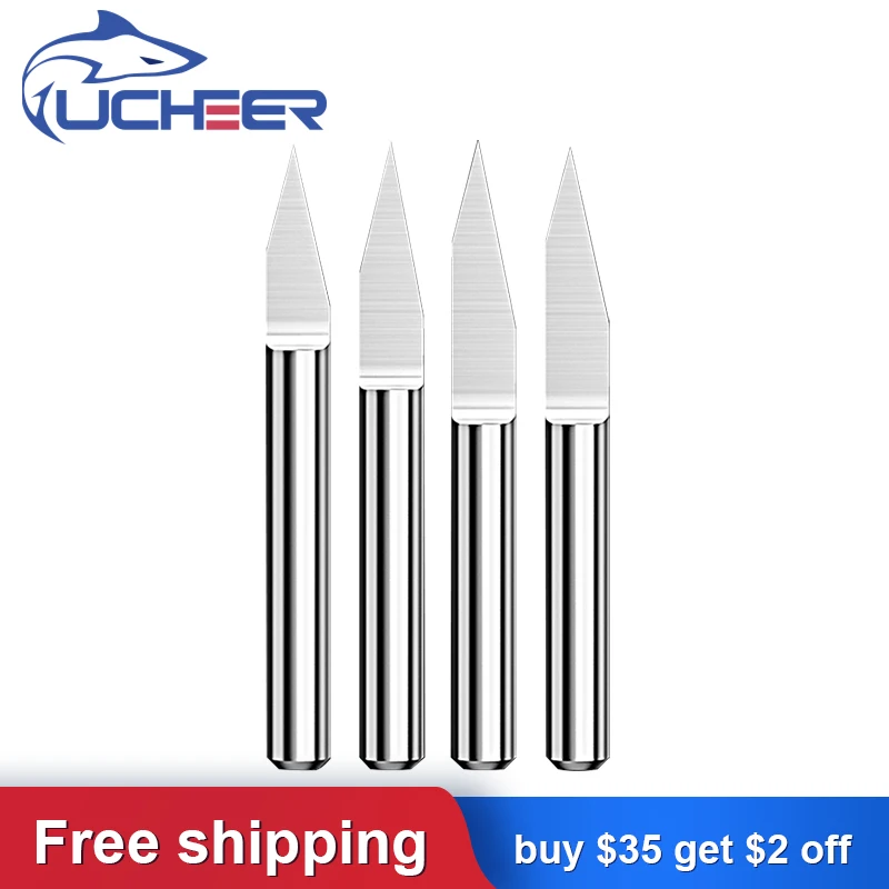 UCHEER 10pcs 3.175mm CNC engraving V bits Tip0.1-0.8 10-60 Degree carbide Material tools end mill cutter
UCHEER 10pcs 3.175mm CNC engraving V bits Tip0.1-0.8 10-60 Degree carbide Material tools end mill cutter
