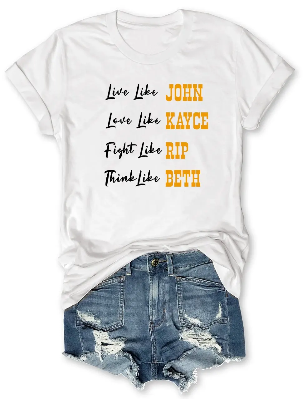 Teeteety Womens High Quality 100% Cotton Live Like John, Love Like Kayce,Fight Like Rip, Think Like Beth Graphic O-neck T-shirt
Teeteety Womens High Quality 100% Cotton Live Like John, Love Like Kayce,Fight Like Rip, Think Like Beth Graphic O-neck T-shirt