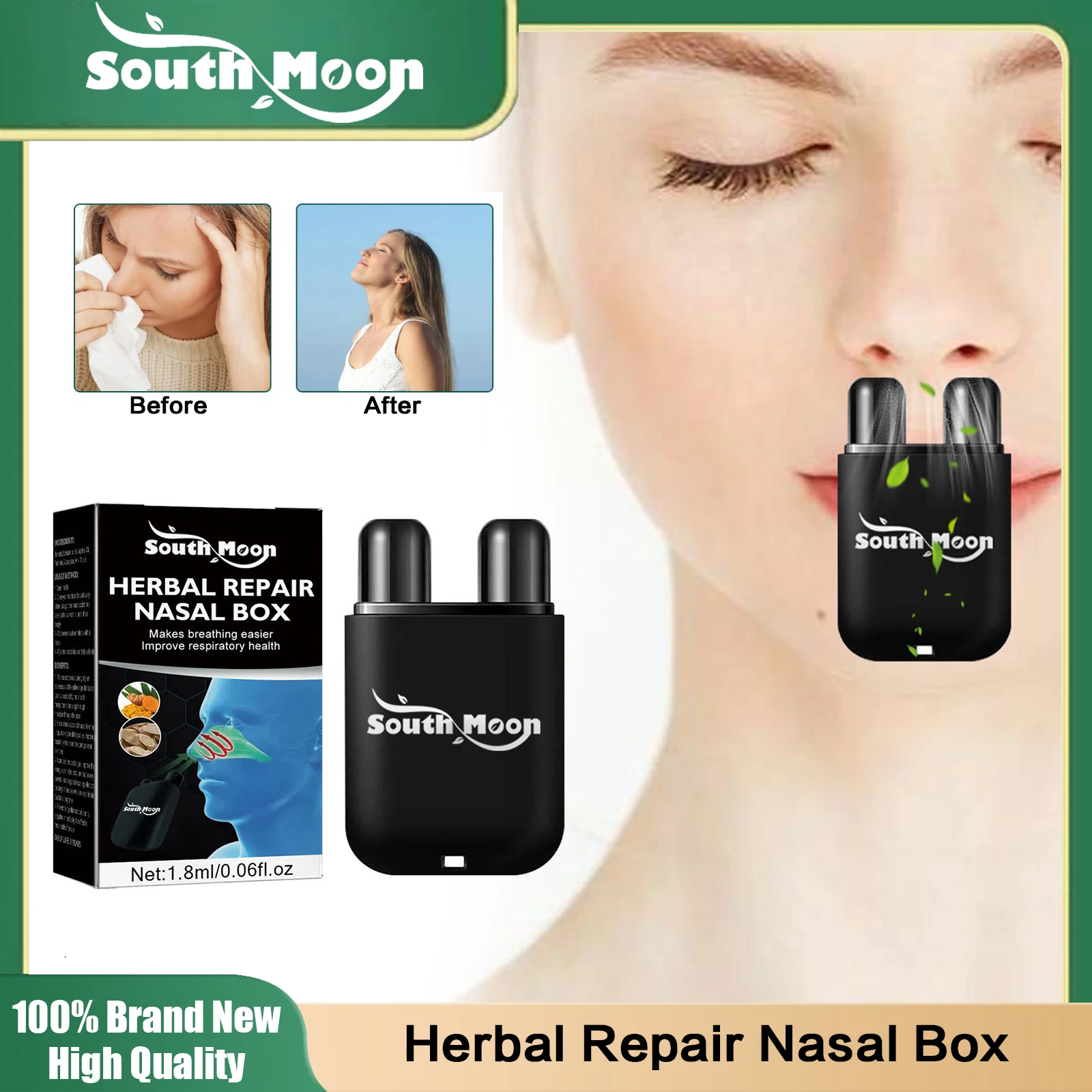 Herbal Repair Nasal Box Headache Dizziness Nasal Congestion Relief Sooth Breathing Smell Refreshing Liver Cleaning Nasal Stick
Herbal Repair Nasal Box Headache Dizziness Nasal Congestion Relief Sooth Breathing Smell Refreshing Liver Cleaning Nasal Stick