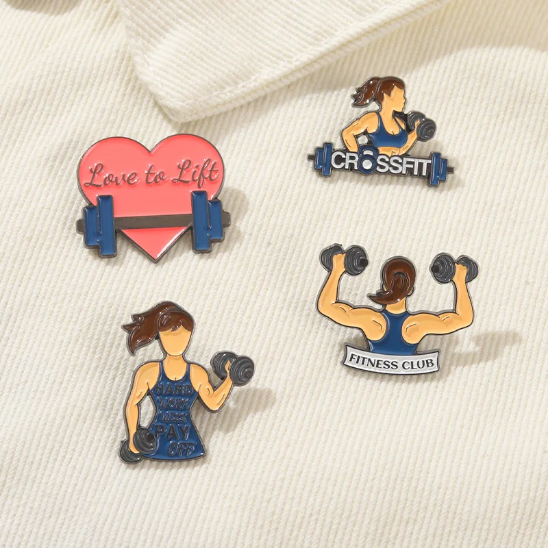 

MIX DESIGNS Gym Girl Bag Badges Enamel Label Pine Demin Jacket Pin Jeans Cute Pin WHOLESALE