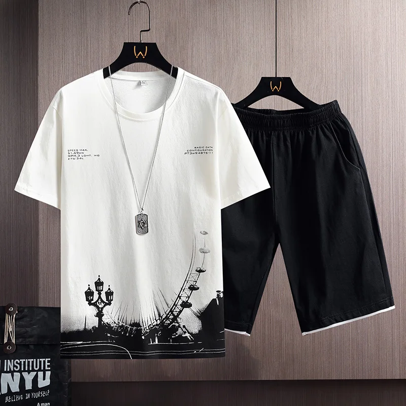 Men's Summer Tracksuit Fashion Short Sleeve Sportswear Print T Shirts+Shorts 2 PC Sets Men Casual Sports Suits Clothes for Men
Men's Summer Tracksuit Fashion Short Sleeve Sportswear Print T Shirts+Shorts 2 PC Sets Men Casual Sports Suits Clothes for Men