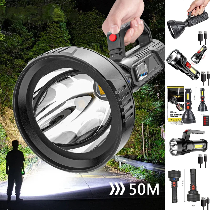 Home LED Flashlight Portable Xpe+cob LED Torch USB Rechargeable Small Searchlight Built-in Battery Spotlight for Fishing Lantern
Home LED Flashlight Portable Xpe+cob LED Torch USB Rechargeable Small Searchlight Built-in Battery Spotlight for Fishing Lantern