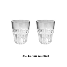 Bar Pattern Espresso Glass Latte Ice Coffee Cup American Latte Drink Cup Flat White Australian White Coffee Cup