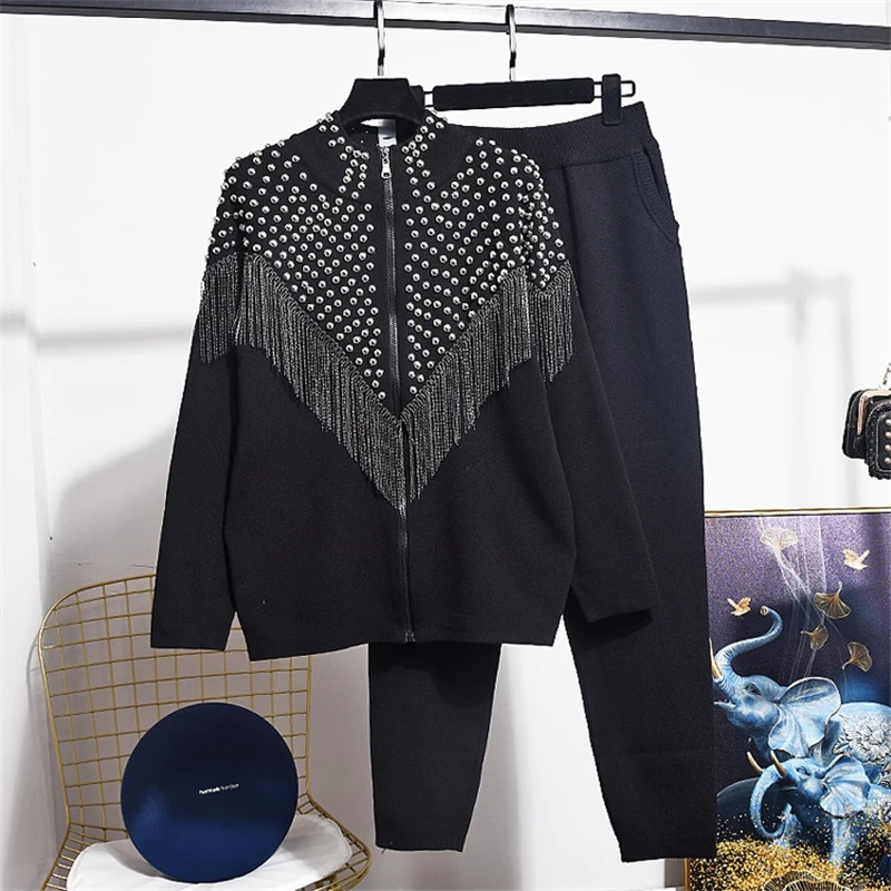 Spring Autumn New Women Sweater Fashion Tassel Long Sleeve Knitted Cardigan Coat Casual Pants Two Piece Set Female Outfits H2532
Spring Autumn New Women Sweater Fashion Tassel Long Sleeve Knitted Cardigan Coat Casual Pants Two Piece Set Female Outfits H2532