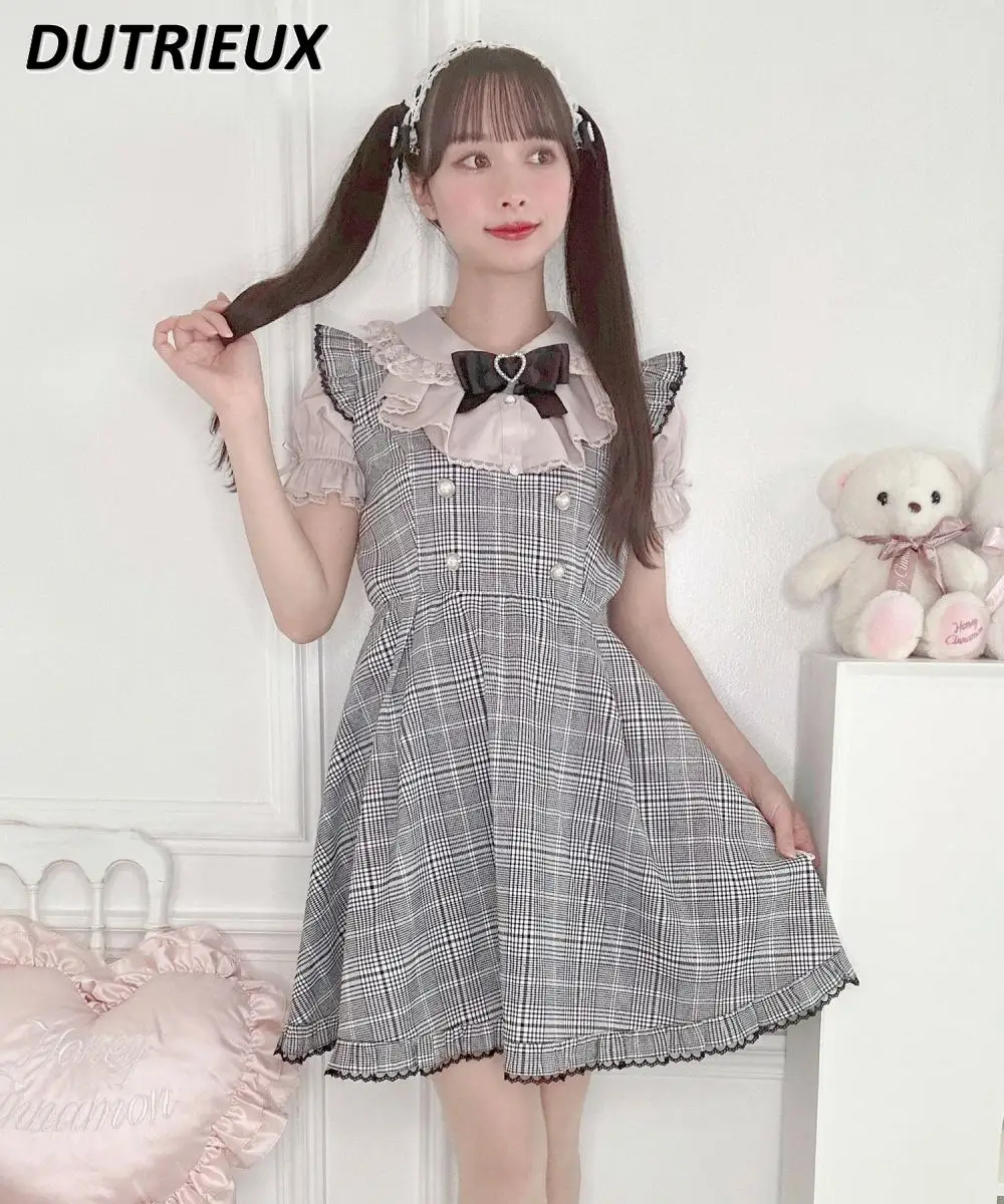 Fashion Lolita Lady Tops Japanese Style Sweet Lace Casual Blouse Female Doll Collar Bow Summer New Short Sleve Shirt for Women
Fashion Lolita Lady Tops Japanese Style Sweet Lace Casual Blouse Female Doll Collar Bow Summer New Short Sleve Shirt for Women