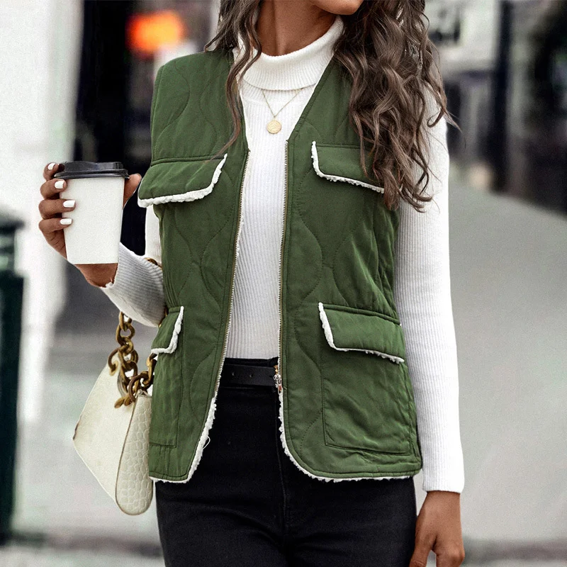 Fashion New Product Autumn/Winter 2022 New Zipper V-neck Green Vest Pocket Decorative Cotton Jacket Women's Wear
Fashion New Product Autumn/Winter 2022 New Zipper V-neck Green Vest Pocket Decorative Cotton Jacket Women's Wear