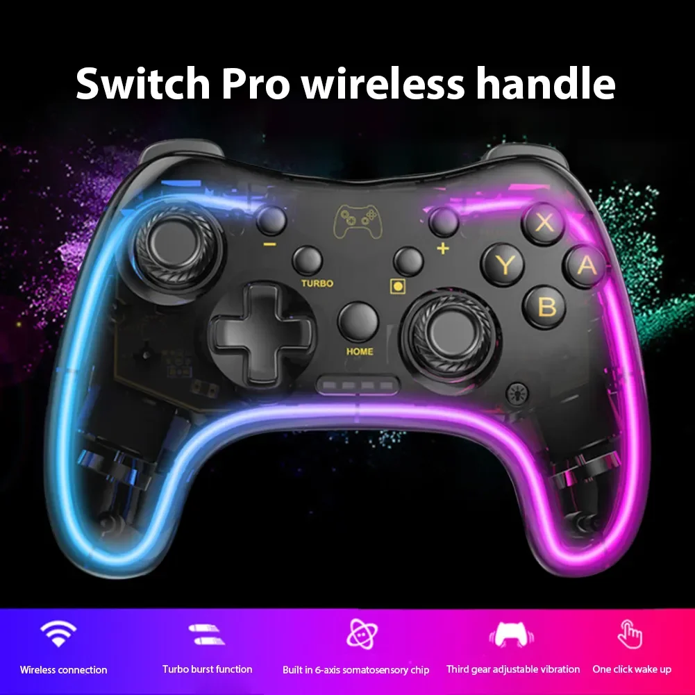 

NEW2023 Bezprzewodowy przezroczysty Gamepad dla NS Switch Lite/przełącznik OLED kontroler do gier Joystick regulowana dioda d