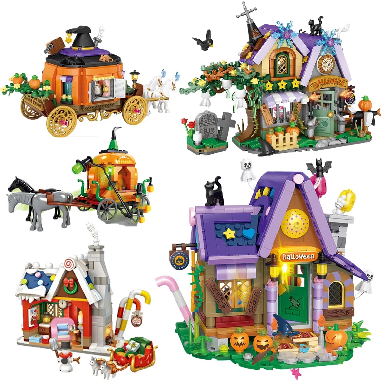 Halloween Cottage Candy House Mini Building Blocks Witch Pumpkin Carriage Figures Bricks Christmas Tree DIY Toys for Kids Gifts
Halloween Cottage Candy House Mini Building Blocks Witch Pumpkin Carriage Figures Bricks Christmas Tree DIY Toys for Kids Gifts