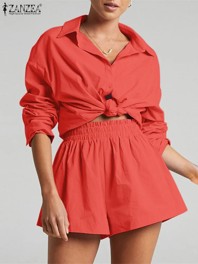 ZANZEA Tops and Shorts Oversize Short Sets Casual Loose Drop-shoulder Long Shirts Tracksuits Solid Color Women Two Piece Outfits
ZANZEA Tops and Shorts Oversize Short Sets Casual Loose Drop-shoulder Long Shirts Tracksuits Solid Color Women Two Piece Outfits