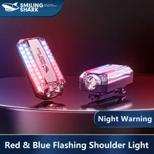 Smiling Shark JD007 Red Blue Strobe Light Police Light Warning Lights Usb Rechargeable Flashlight Shoulder Clip Flashing Outdoor