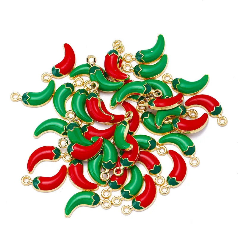 

Cute Green Chilli Red Pepper Enamel Charm Pendant for Women's Earrings Necklace Jewelry Making Supplies DIY Bracelet Ornaments