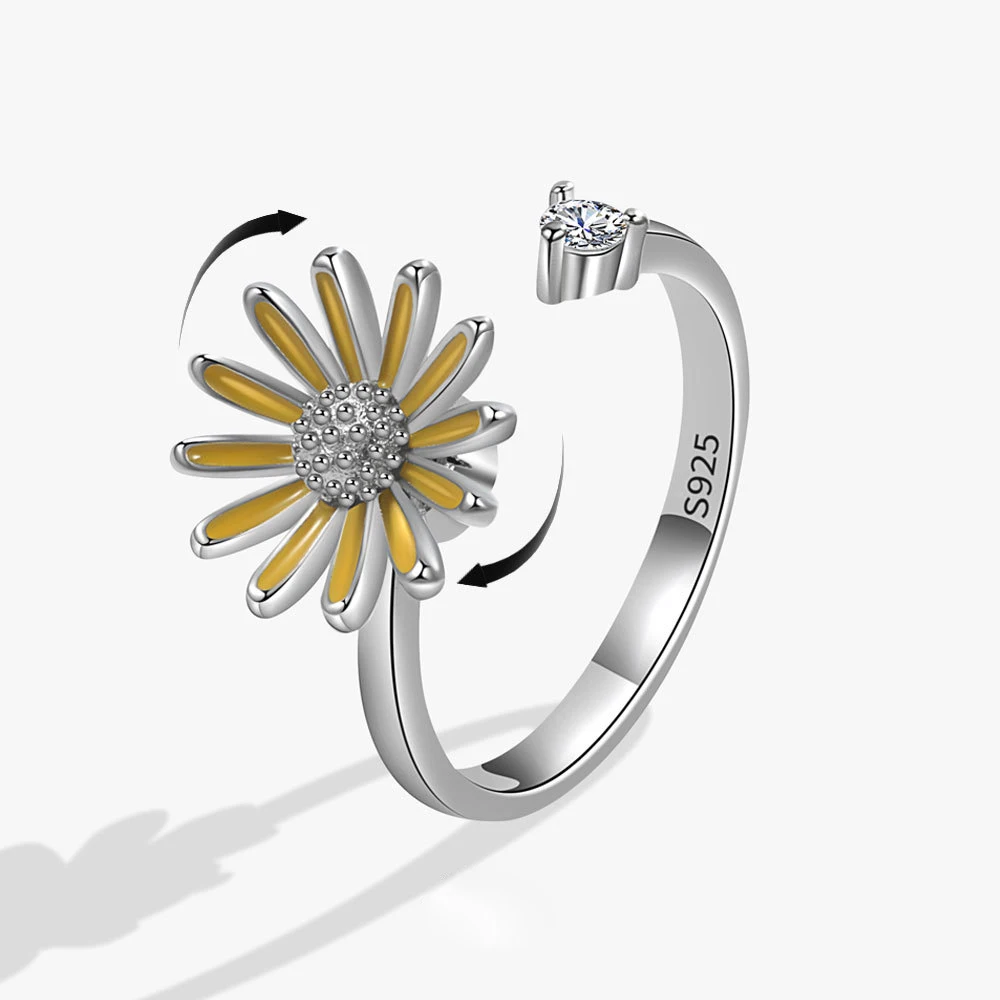 New hot silver color simple zircon drop gum chrysanthemum women's revolving open ring jewelry gift free shipping AJ519 
New hot silver color simple zircon drop gum chrysanthemum women's revolving open ring jewelry gift free shipping AJ519