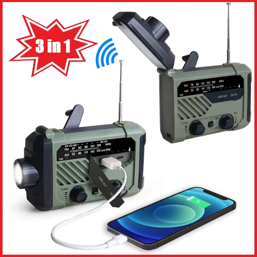 Portable Radio Hand Crank AM FM Solar Radio Emergency 3-in-1 Reading Lamp Flashlight Radio 2000mAh Power Bank for Cell Phone
Portable Radio Hand Crank AM FM Solar Radio Emergency 3-in-1 Reading Lamp Flashlight Radio 2000mAh Power Bank for Cell Phone